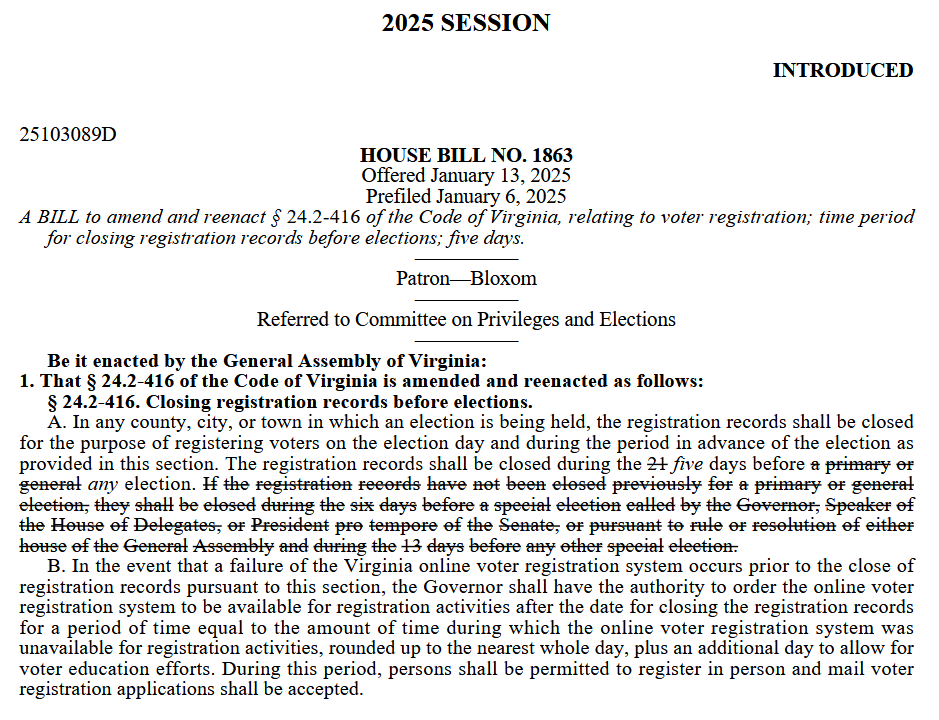 Same Day Registration Fixes on VA Docket